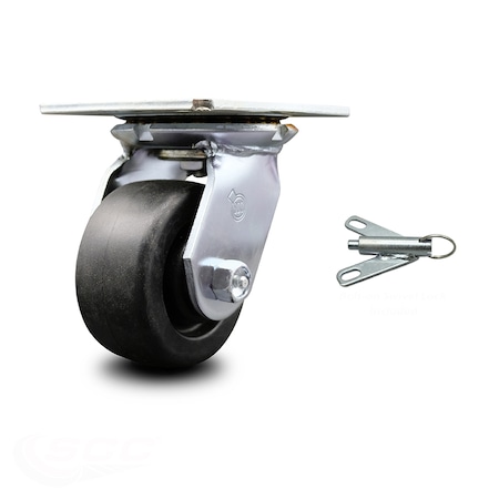 Service Caster 4 Inch Heavy Duty Polyolefin Caster with Ball Bearing and Swivel Lock SCC SCC-35S420-POB-BSL